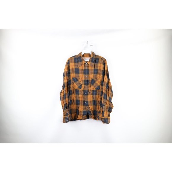 Vintage 50s Arrow Hunter Checks Mens Size XL Chevella Rayon Plaid 